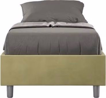 Letto Sommier imbottito Singolo 80x200 cm Azelia - Contenitore,Microfibra,Tè verde