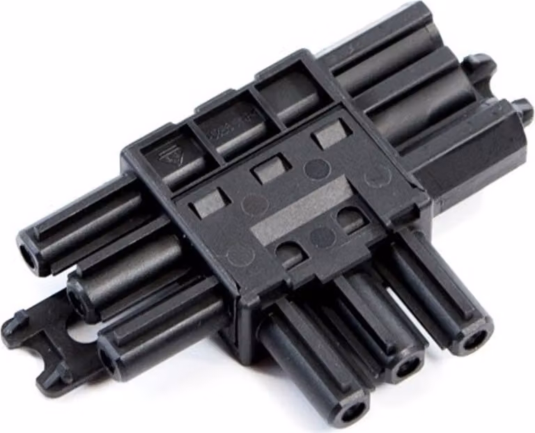 Blocco di distribuzione BACHMANN WIELAND GST18 1xIn/2xOut, piatto, nero
