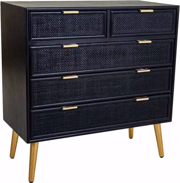 Cassettiera in legno e rete laccata nera 80x39,5x81h