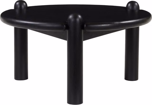 Tavolino rotondo TORI in legno di mango nero stile vintage HAPPY GARDEN L: 72 cm, P: 72 cm, H: 40 cm – 1
