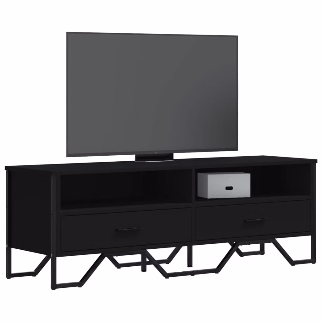 vidaXL Mobile Porta TV Nero in Legno e Metallo, L/P/H: 122 x 34 x 41 cm