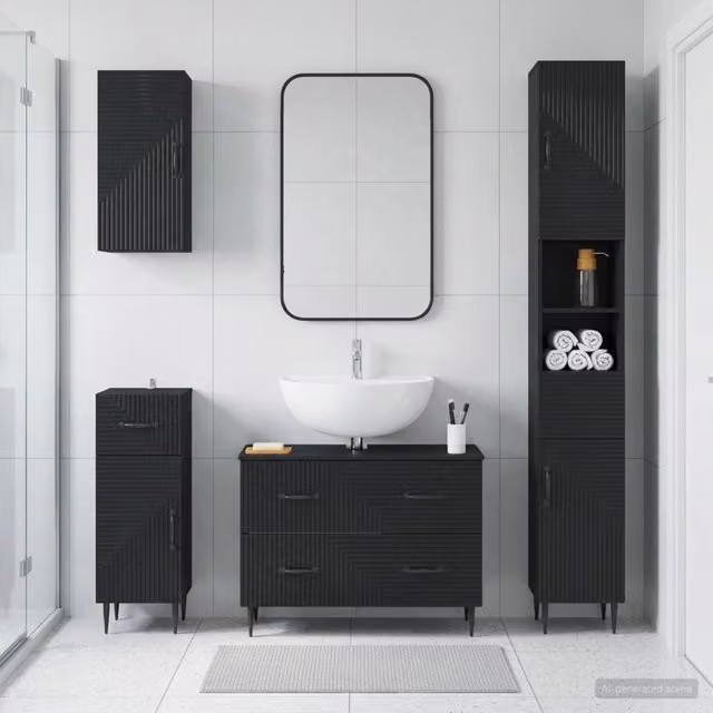 Set di Mobili da Bagno da 4 Pezzi HAARLEM Nero 3417937