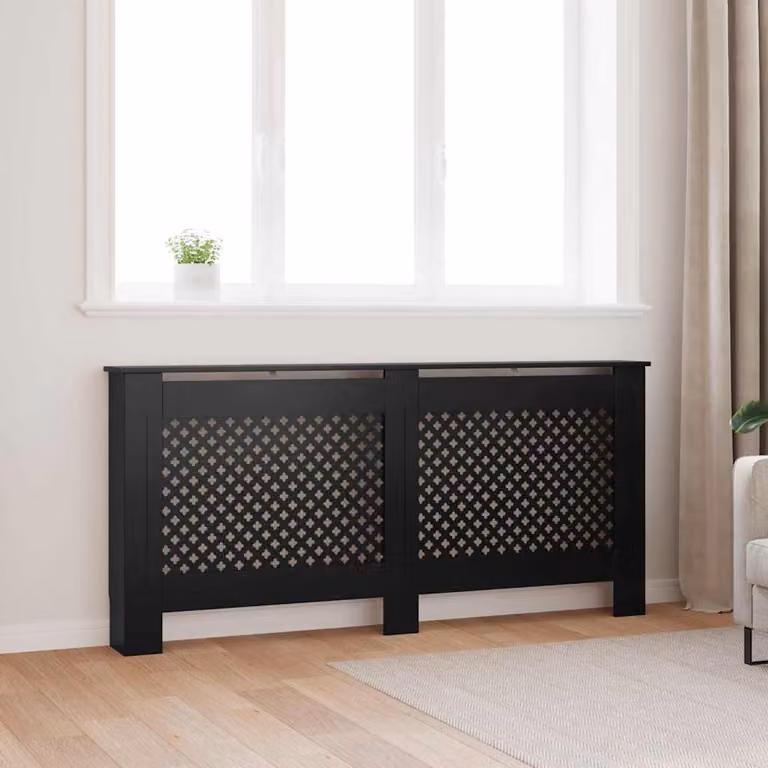 Copertura per radiatore vidaXL nera in MDF, L: 172 cm, P: 19 cm, H: 81,5 cm