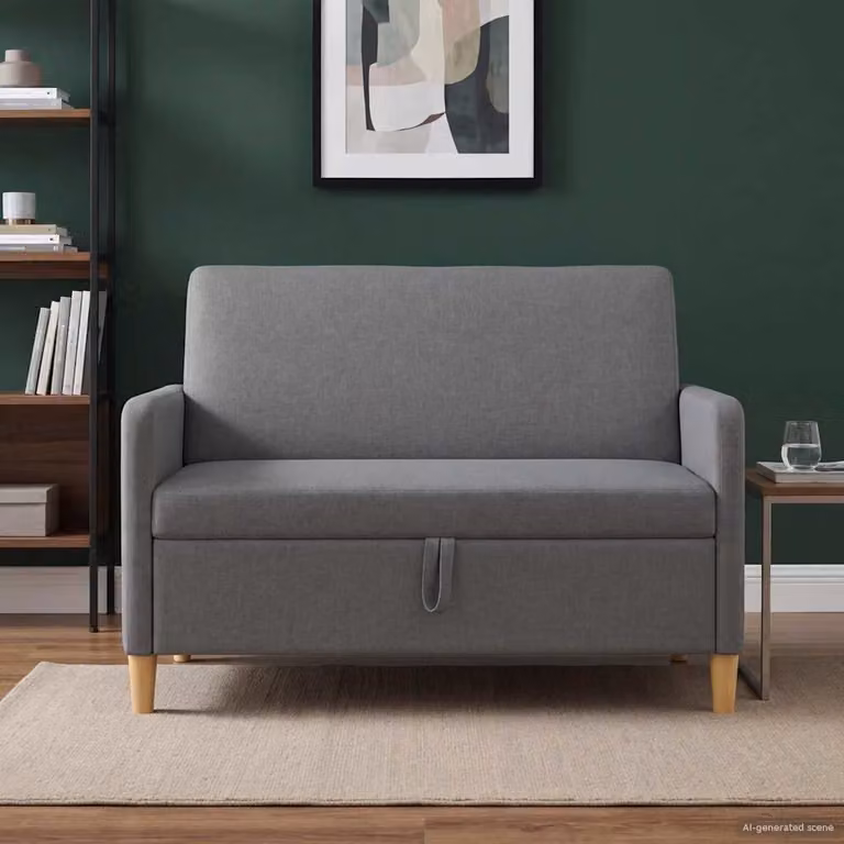 vidaXL Divano con Funzione Letto e Contenitore Moderno, Rivestimento in Tessuto, L/P/H: 122 x 78 x 87 cm