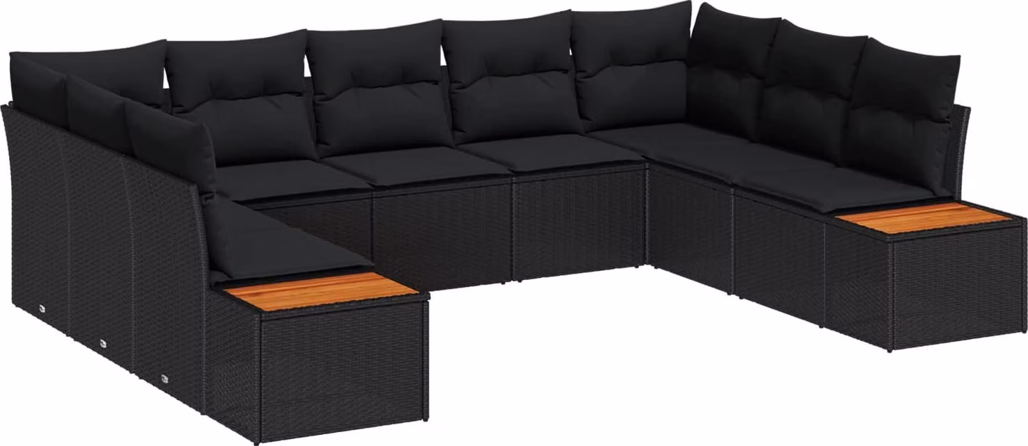 Maison Exclusive - Set Divano da Giardino con cuscino 9 pcs Nero Poly Rattan