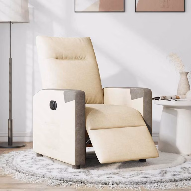 vidaXL Poltrona Elettrica Reclinabile Crema in Tessuto