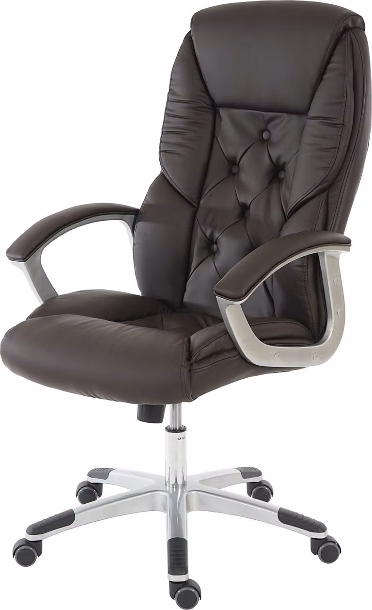 Sedia da ufficio professionale H42 XXL, poltrona direzionale girevole, portata 150 kg, Pelle finta ~ marrone