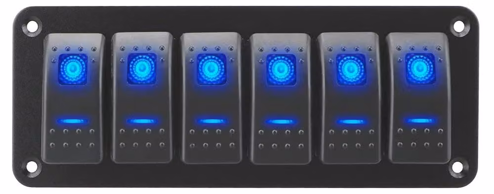 Pannello di controllo a 3/4/5/6/8 interruttori, 12V/24V, interruttori a levetta con LED