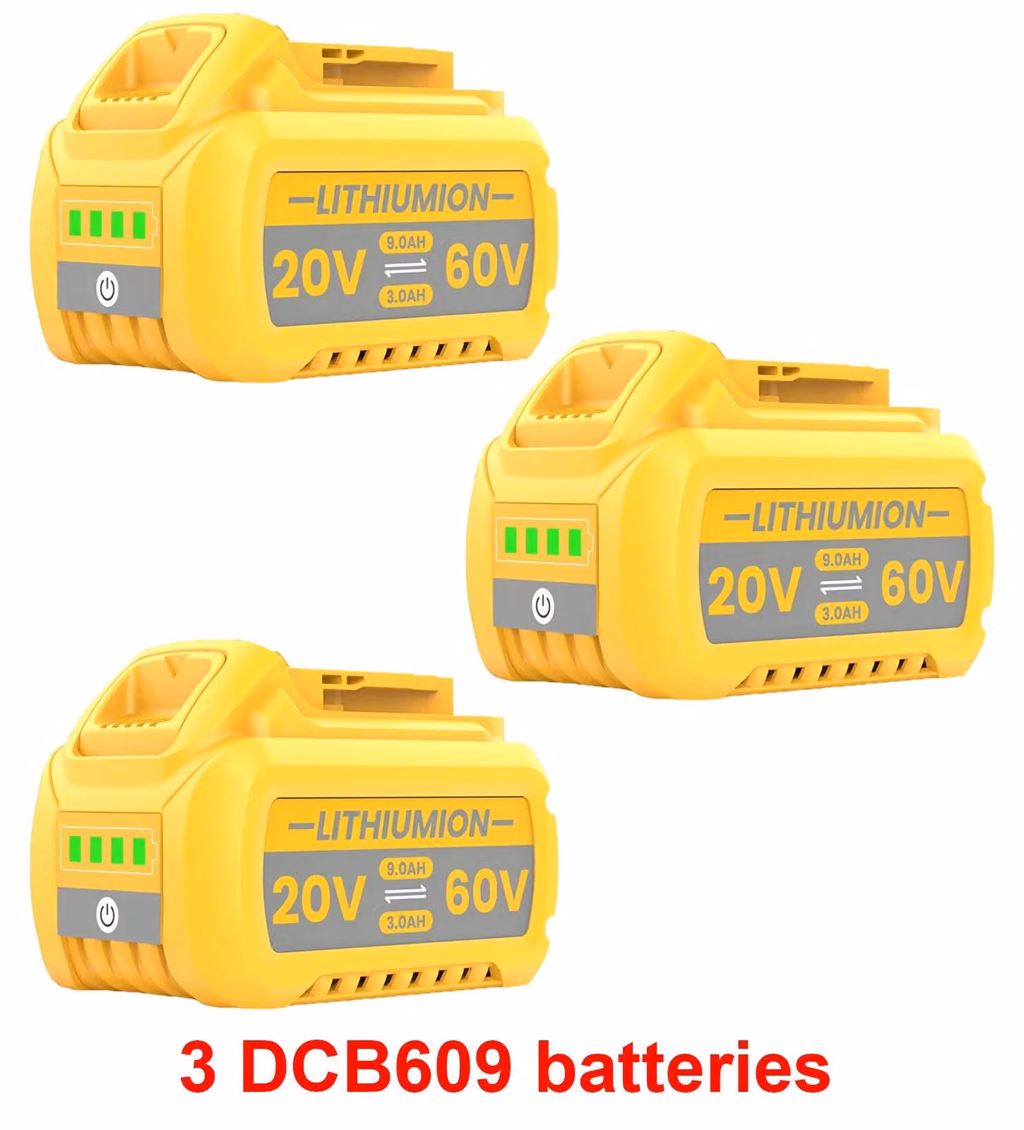 Batteria di ricambio 20V/60V - Batteria per utensili elettrici DCB609 - 9Ah Li-Ion - Celle 21700 - Compatibile con DCB606, DCB205, DCB200 - Colore: Oro