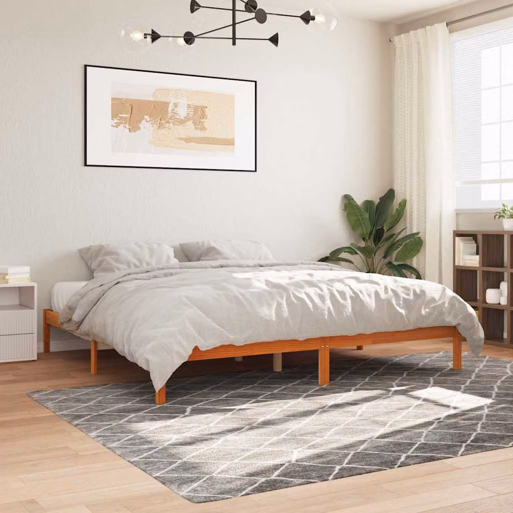 vidaXL Giroletto in legno di pino marrone cera con doghe fisse 200x200 cm
