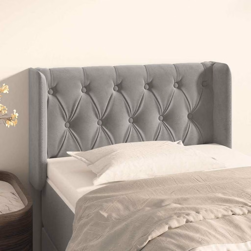 Testiera ad orecchio vidaXL in velluto grigio chiaro L: 83 cm, P: 16 cm, H: 78-88 cm