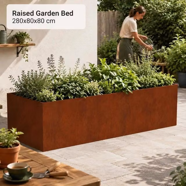 Raised Bed 280x80x80 Cm Corten Steel