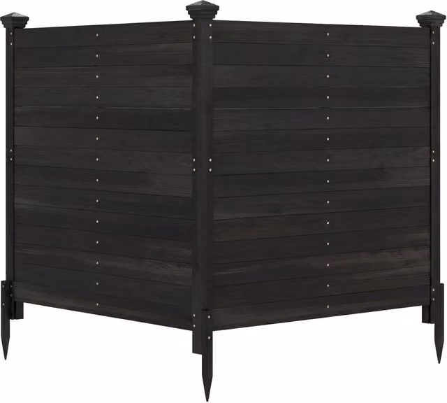 Recinto da giardino in legno massello montaggio facile, Recinzione esterno a 2 pannelli schermo ventilato copri Nero 2 Pezzi
