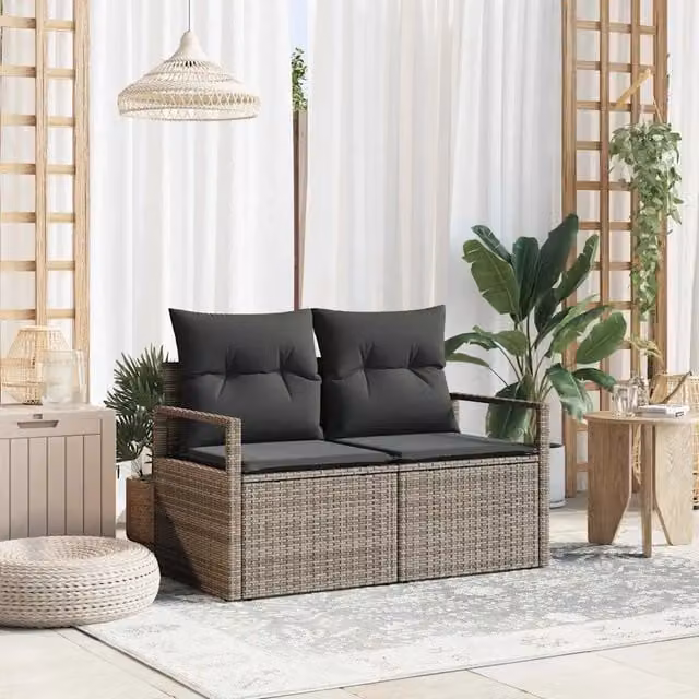 Divano da giardino con cuscino-Sofa da Giardino-Divano da esterno 120 x 62 x 69 cm. polyrattan 983169