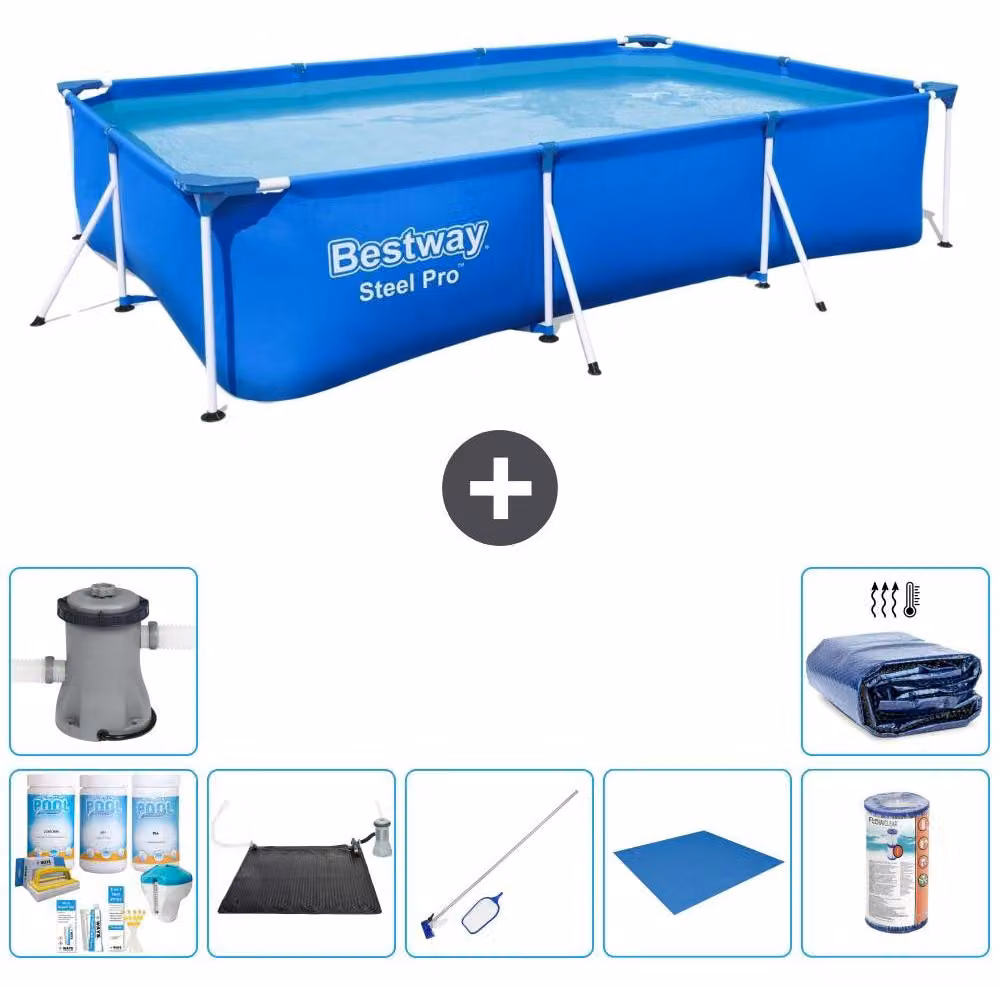 Bestway Steel Pro, piscina rettangolare - 300x201x66 cm - 8 pezzi - Modello S22250
