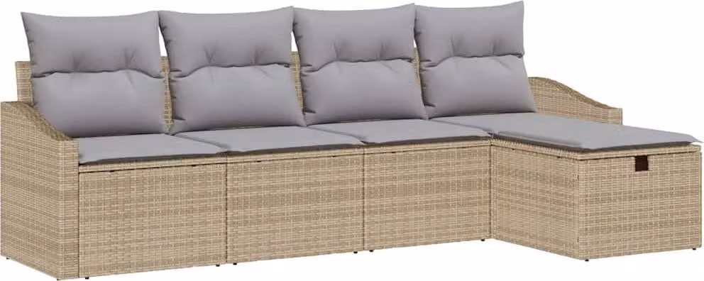 Set di divani con cuscino con archiviazione Beige polyrattan