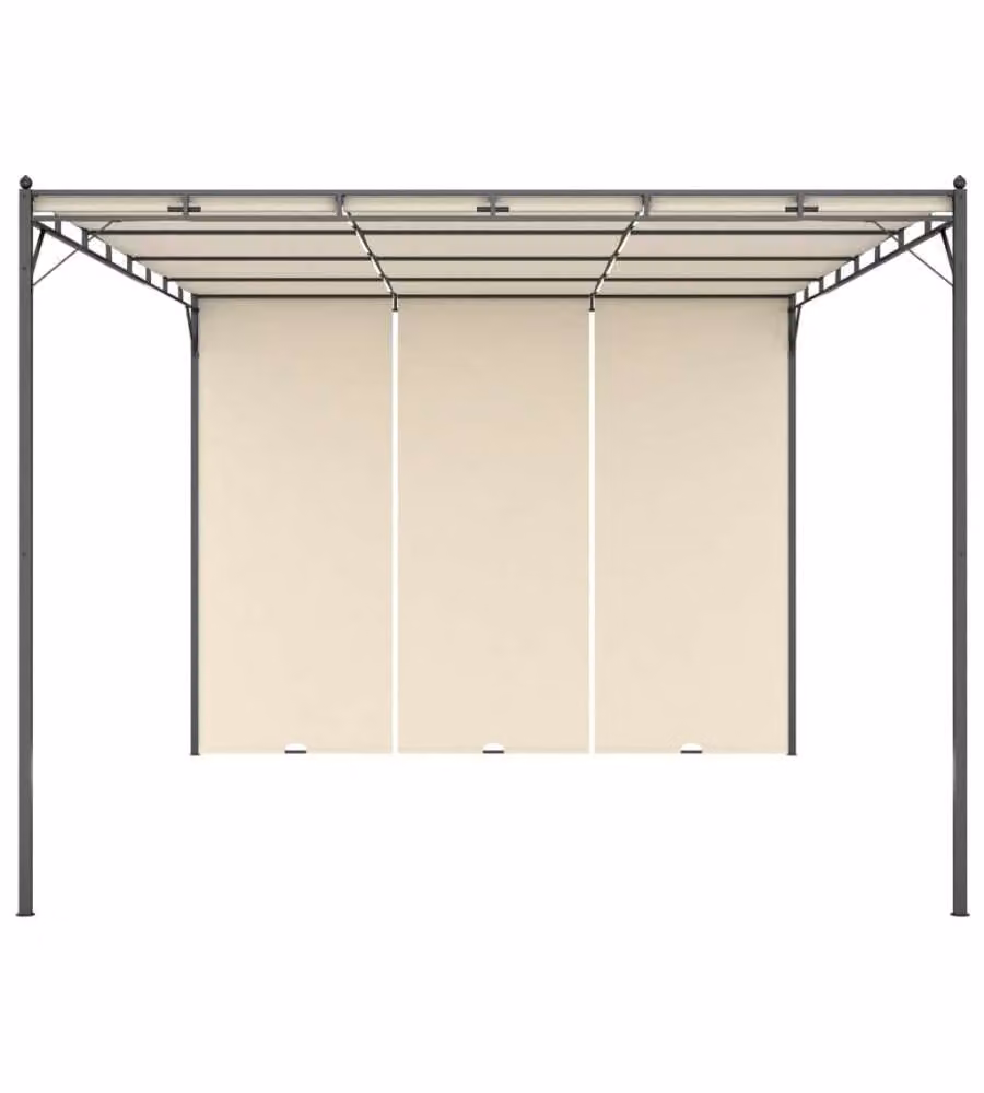 Gazebo da Giardino con Tenda Laterale 4x3x2,25 m Crema