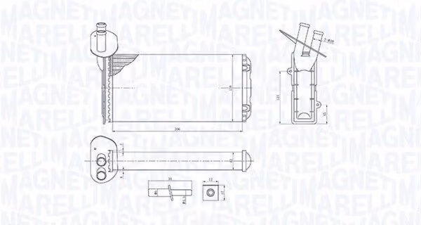 MAGNETI MARELLI 350218410000 Scambiatore di calore radiatore riscaldamento interno per VW Transporter IV Bus (70B, 70C, 7DB, 7DK, 70J, 70K, 7DC, 7DJ)