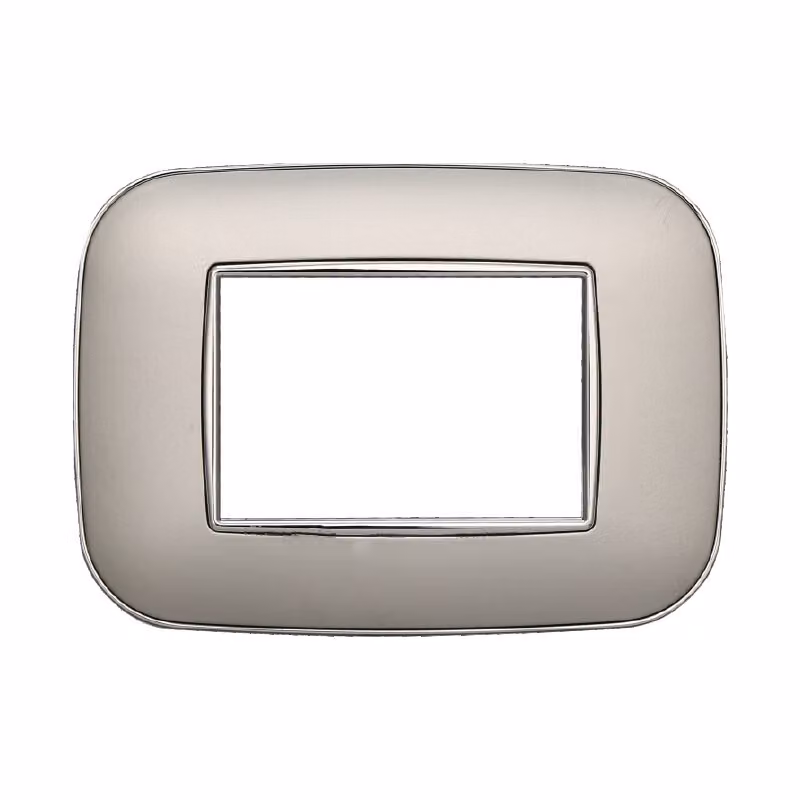 Placca compatibile Bticino Axolute 3 moduli plastica colore argento Orbis serie Moon Ettroit AN91306