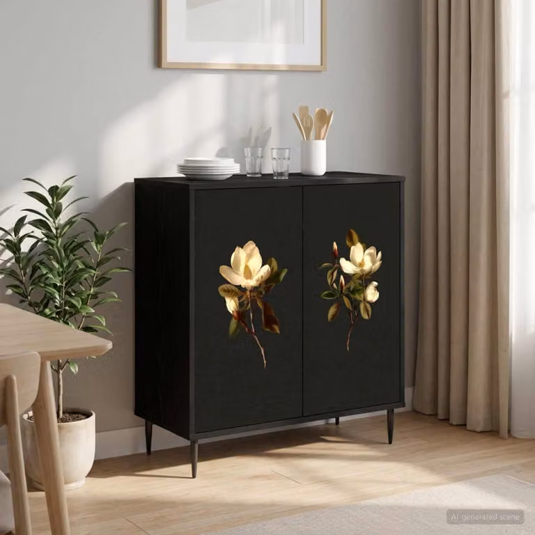 Credenza moderna vidaXL BREMEN in Rovere Nero, L 69 cm x P 33 cm x H 76 cm