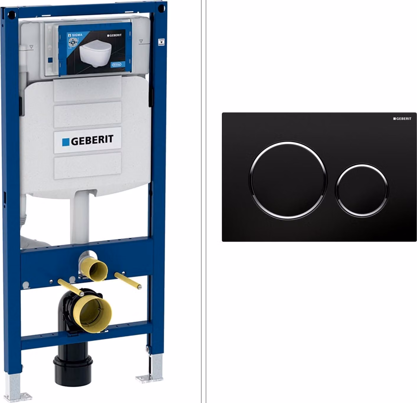 GEBERIT DUOFIX SIGMA Elemento per WC a parete con placca di azionamento GEBERIT SIGMA20, nero/cromo