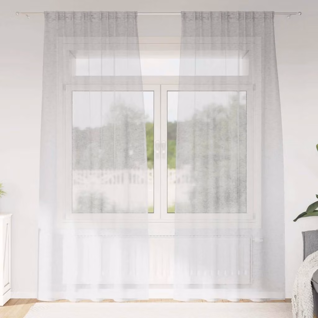 Set di 2 tendine velate vidaXL in poliestere, colore grigio, L: 225 cm x H: 140 cm