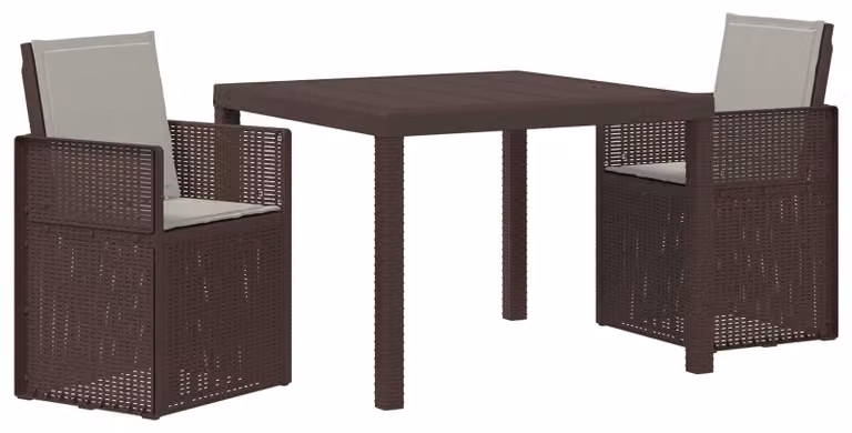 Set da Pranzo per Giardino 3 pcs Marrone e Grigio Chiaro PP