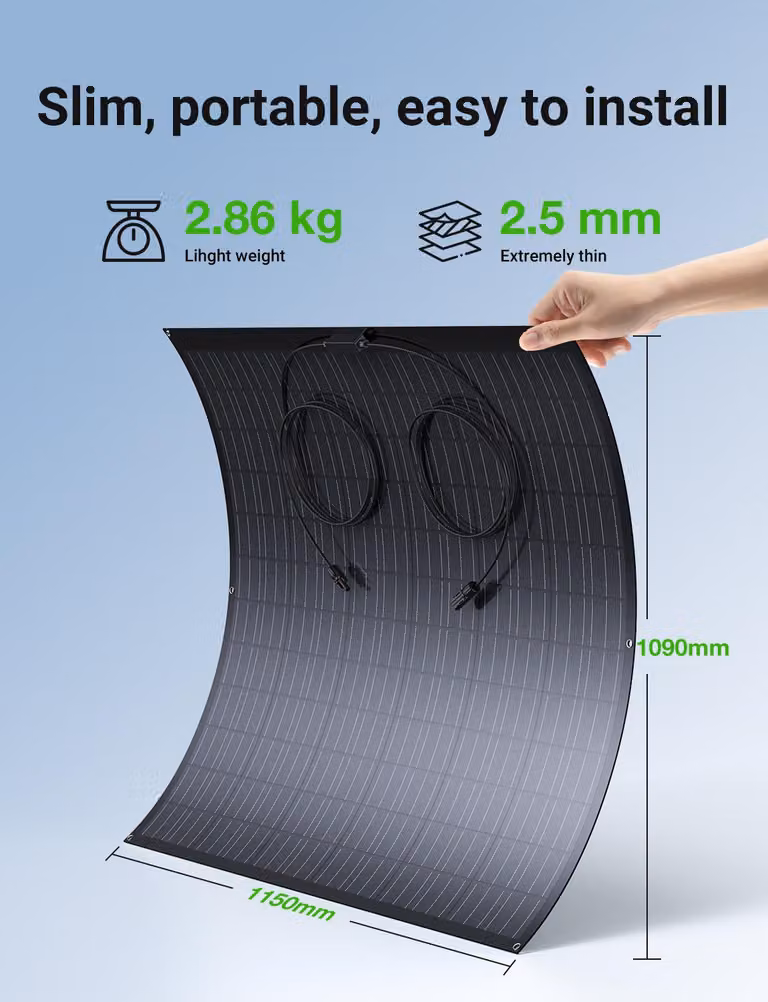 Pannello solare flessibile, monocristallino, 4 x 240W - Potenza: 960W - Ultra-sottile e leggero