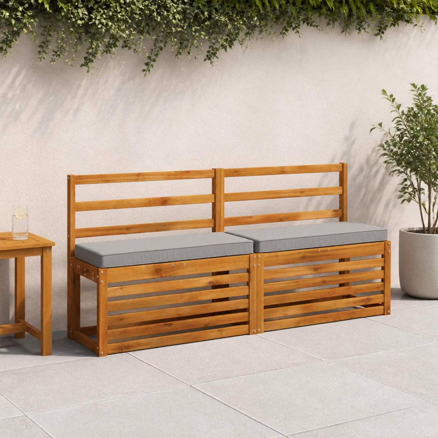 Set di 2 cuscini per panchina vidaXL VUGHT in poliestere grigio con rivestimento rimovibile e resistente ai raggi UV