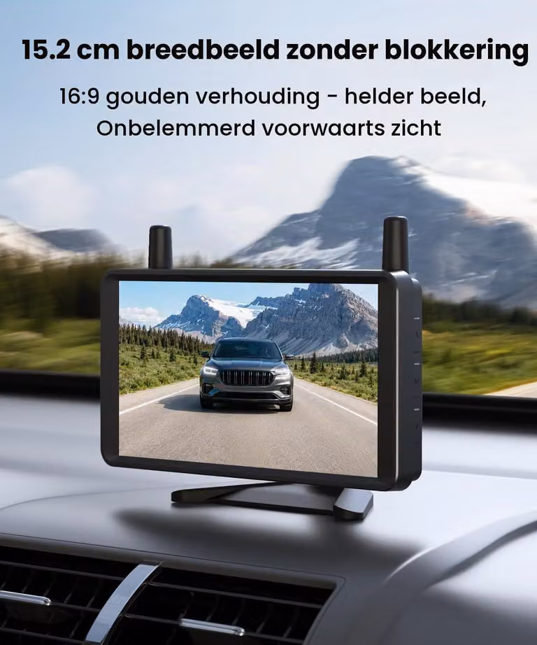 Telecamera per retromarcia wireless, monitor da 6 pollici, risoluzione 1080P, visione notturna a colori, doppia antenna