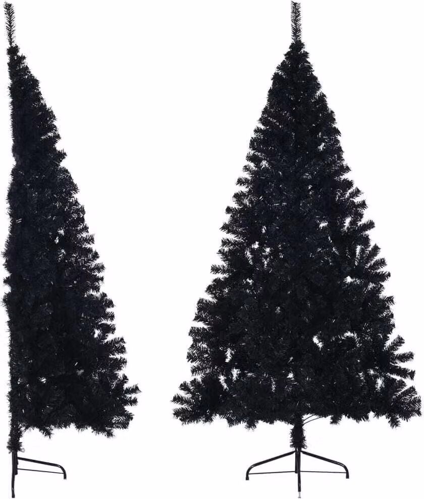 Albero di Natale Artificiale a Metà con Base Nero 180 cm PVC