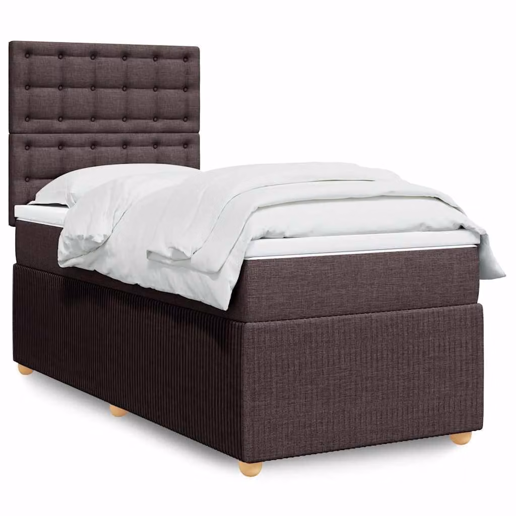 vidaXL Letto Ibrido con Giroletto a Molle e Materasso a Tasche Marrone e Bianco L/P/H: 90 x 190 x 150,5 cm