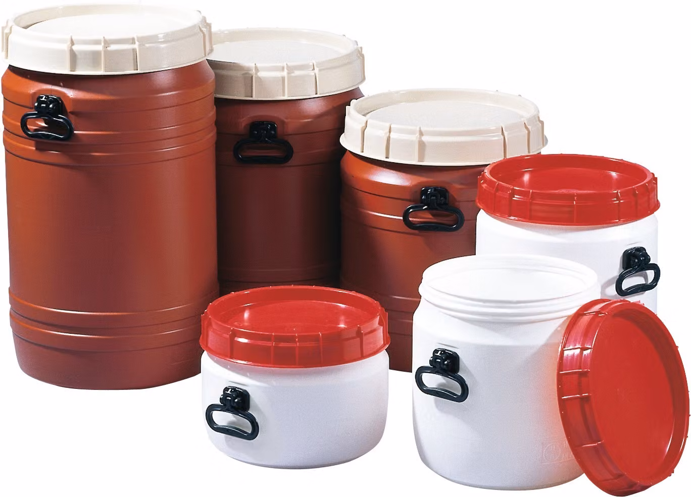 Fusto a collo largo da 26 litri bianco con coperchio rosso - 6947-91-046