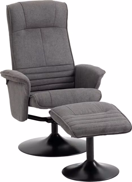 HOMCOM Poltrona relax con pouf, schienale regolabile, 69 cm x 71 cm x 104 cm, grigio scuro + nero   Aosom Italy
