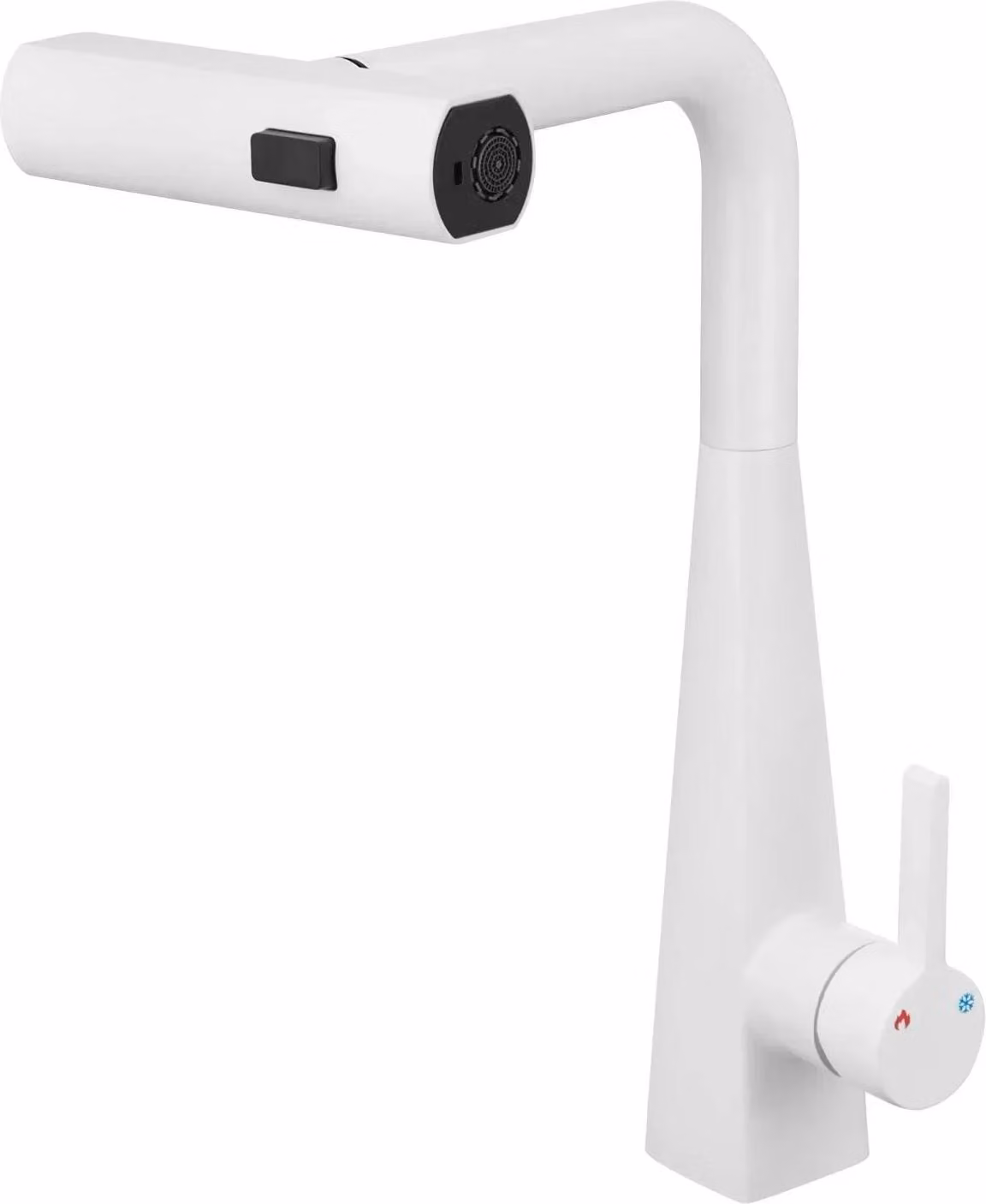Rubinetto da cucina - Rubinetto estraibile per lavello - Orientabile a 360° - Doccetta rimovibile - 3 tipi di getto - Bianco