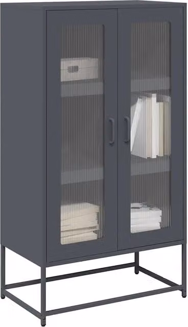 vidaXL Credenza Moderna in Metallo Antracite L: 68 cm, P: 39 cm, H: 123 cm – 2