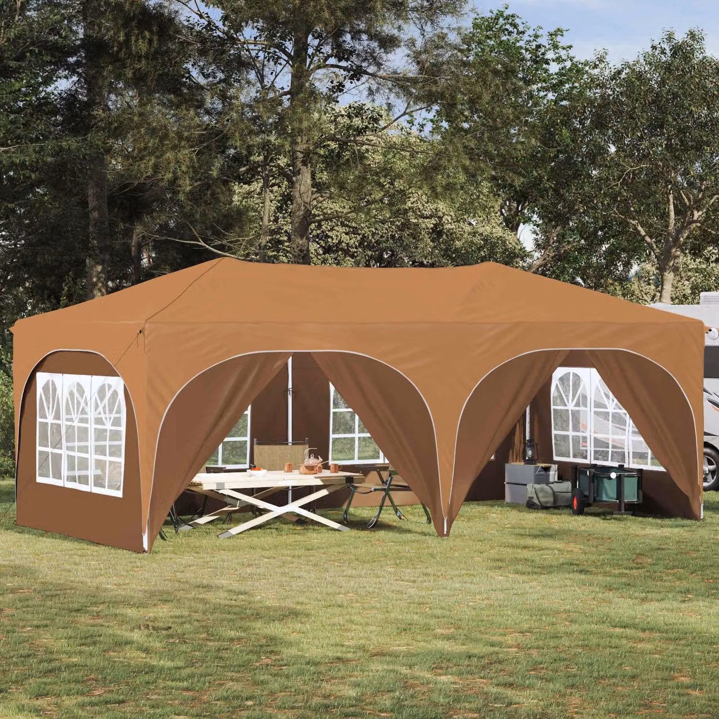 Maison Exclusive - Tenda pop-up per feste, dimensioni 575 x 288 x 245 cm, tessuto Oxford beige