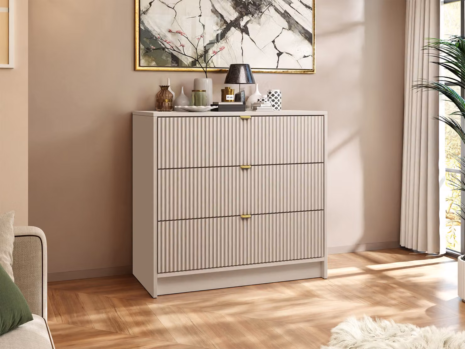 Cassettiera stretta per il soggiorno TABORO - beige