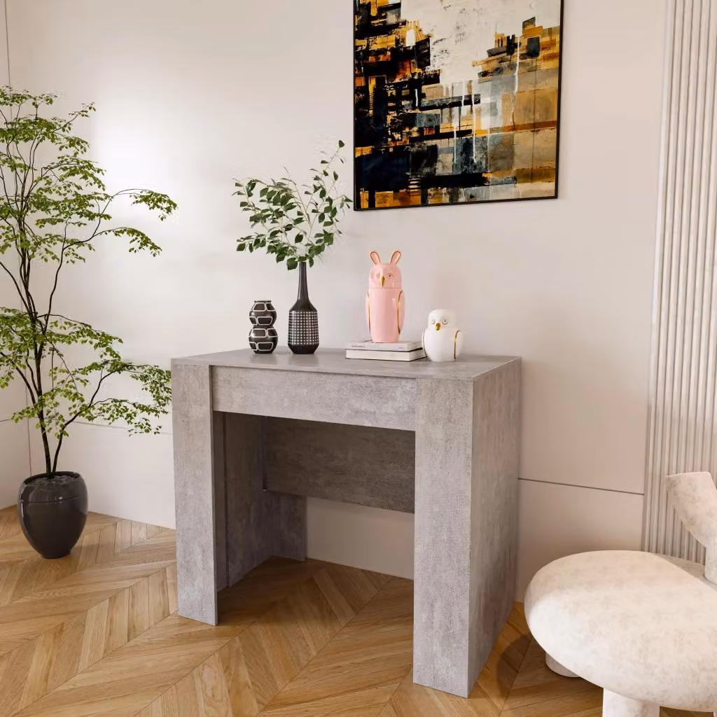 Tavolo Consolle Allungabile Oslo Arreditaly Grigio Cemento, Tavolo da 10 Posti con Design Moderno per Casa e Ufficio, L/P/H: 237 x 78 x 51 cm, Altezza: 90 cm – 2