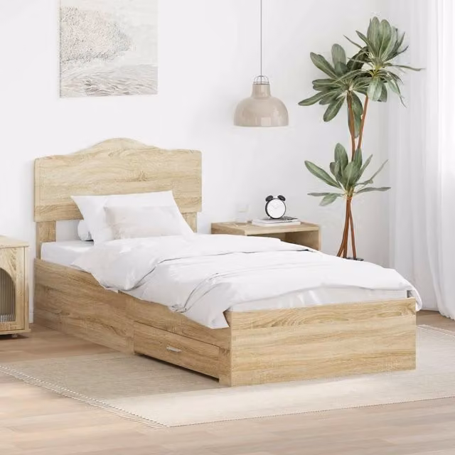 Struttura del letto con cassetto Rovere Sonoma 100 x 200 cm 3413231