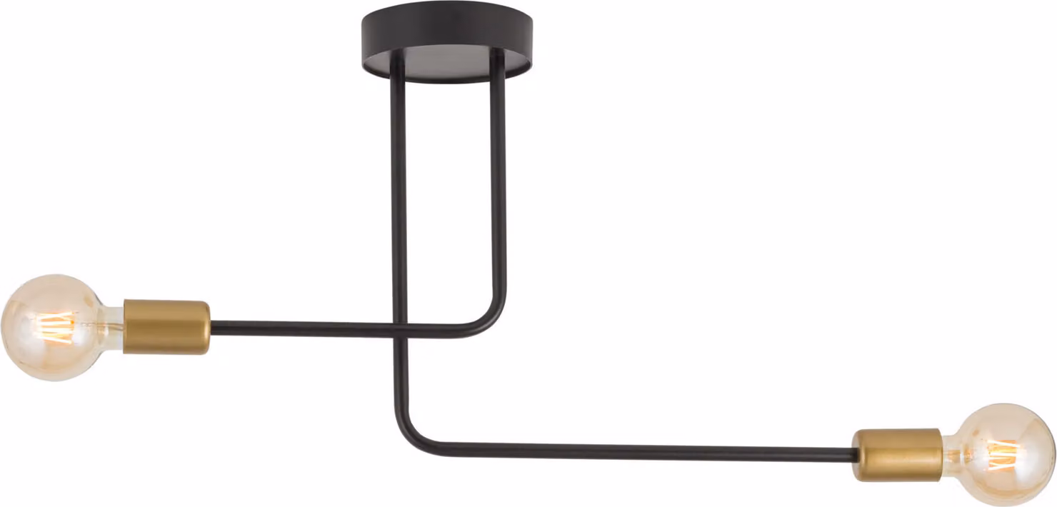 Lampada da soffitto Gino nero e oro 2xE27x15W in metallo, dimensioni: 36x64x13 cm, IP20, Sigma Lighting