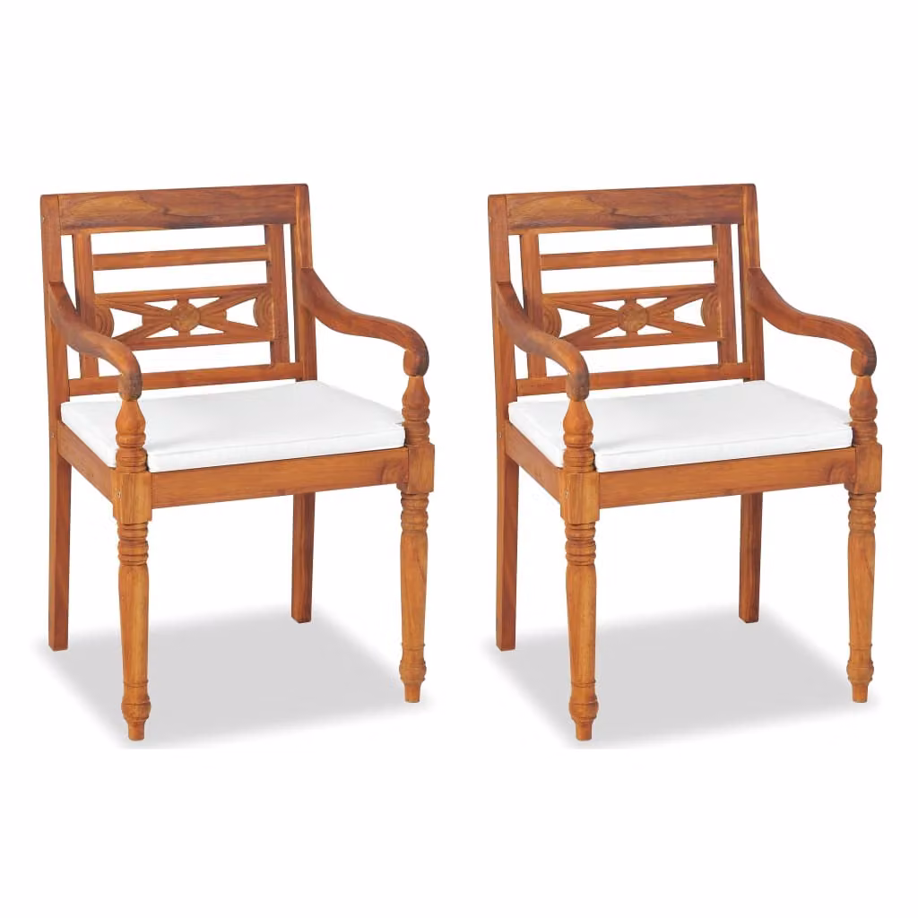 Set da Pranzo da Giardino 4 pz con Cuscini in Massello di Teak