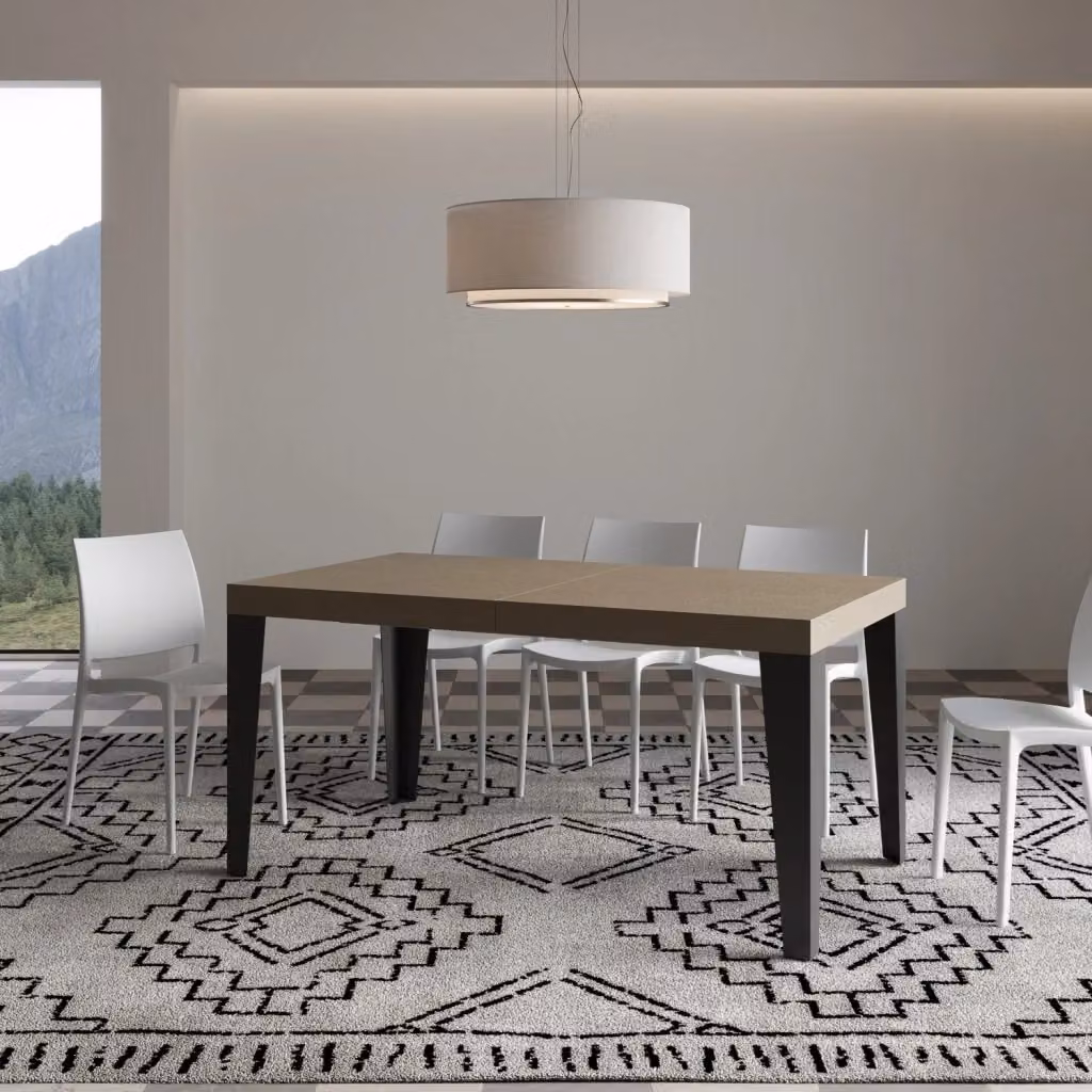 Tavolo Allungabile Moderno GIORDANOSHOP in MDF Laminato Beige con Telaio in Metallo Antracite L: 160-264 cm, P: 90 cm, H: 77 cm – 2