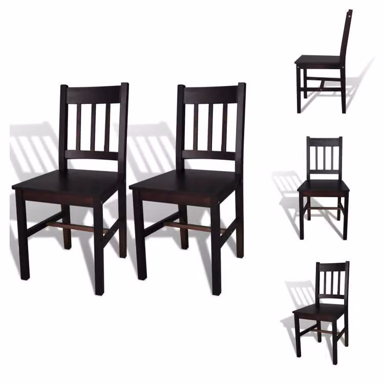 vidaXL Sedie da pranzo 2 pz. Legno di pino marrone scuro - Sedie da pranzo