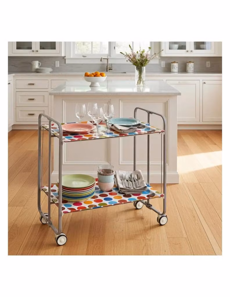 Carrello da cucina pieghevole DON HIERRO grigio con 2 ripiani e ruote L: 72,0 cm, P: 43,0 cm, H: 66,0 cm – 2