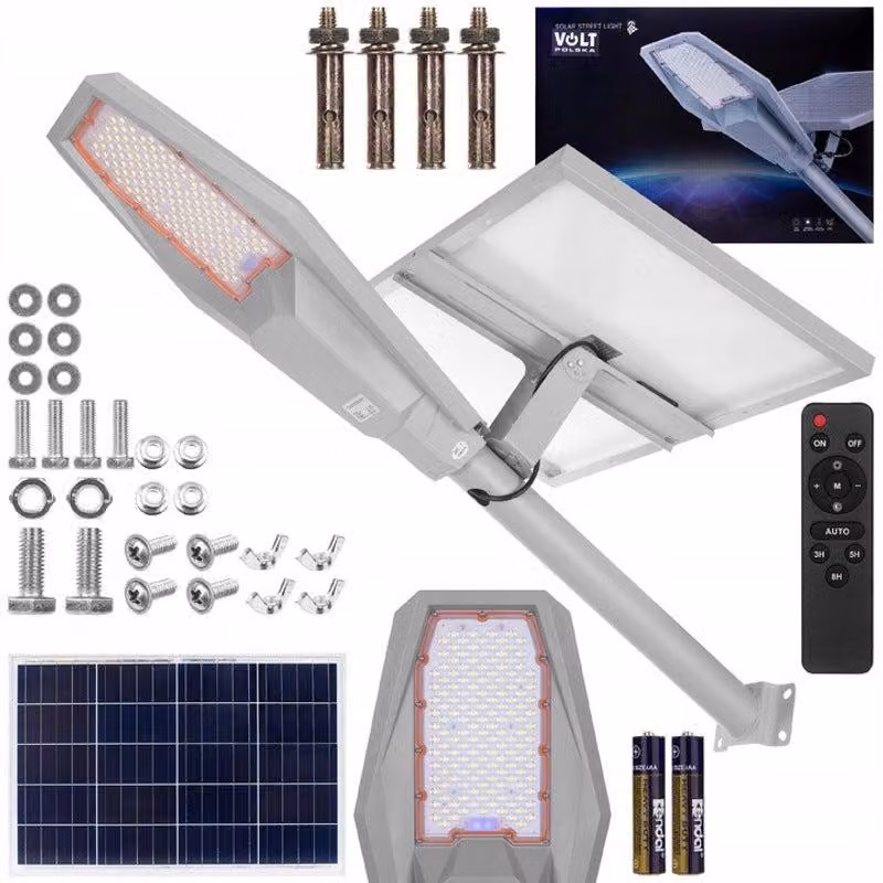 Lampada LED solare da esterno - Lampada da giardino - Lampione - Pannello solare - Grado di protezione IP66 (resistente all'acqua) - Con telecomando