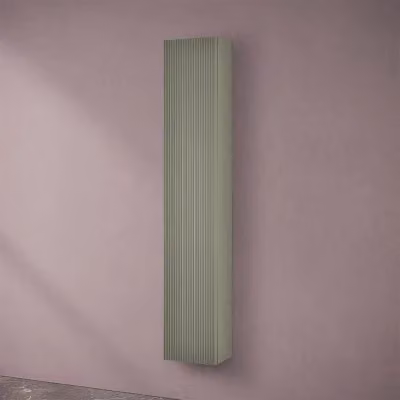 Pensile da bagno sospeso moderno con ante a battente e finitura opaca verde Bali, Altezza: 150 cm
