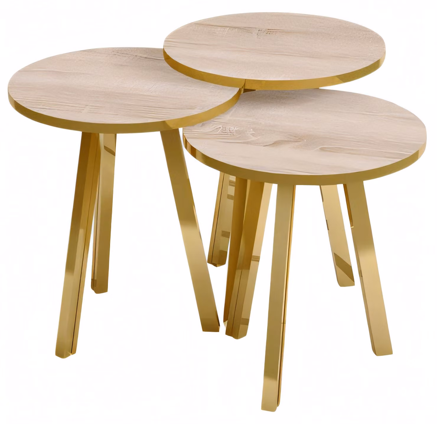 Elegantes braunes Couchtisch-Set aus Holz und Metall