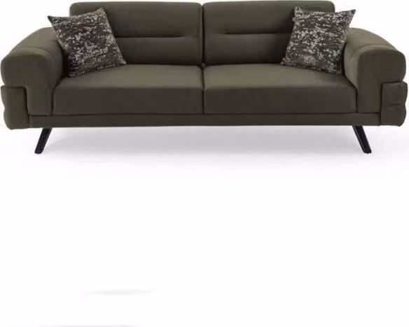 Dunkelgrüner Dreisitzer Wohnzimmer Textil Couchen Stilvoller 3-Sitzer