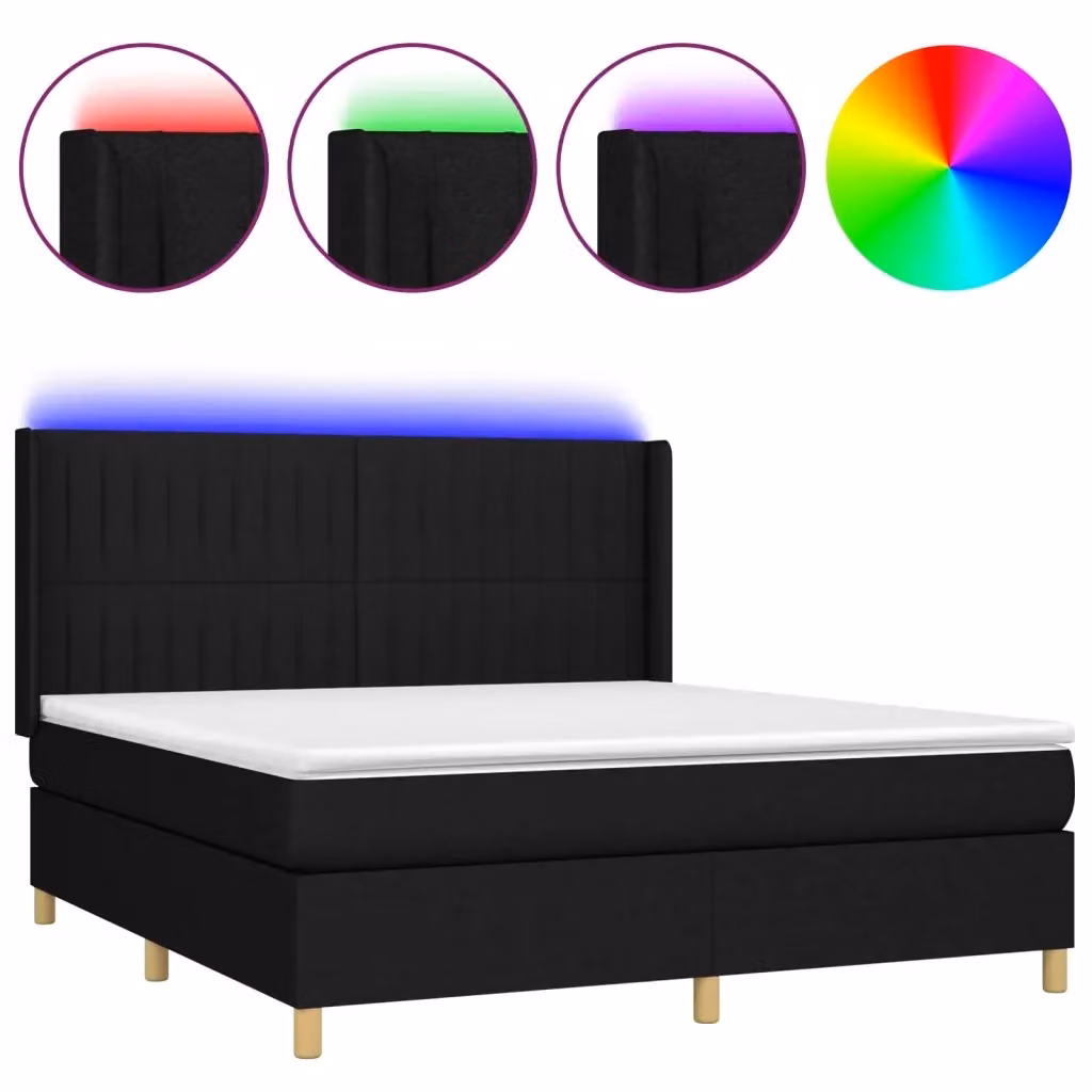 Letto Ibrido vidaXL con Materasso e Illuminazione LED, Nero e Bianco, L/P/H: 180 x 200 x 128 cm – 2